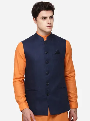 Dark Blue Regular Fit Solid Modi Jacket | JadeBlue