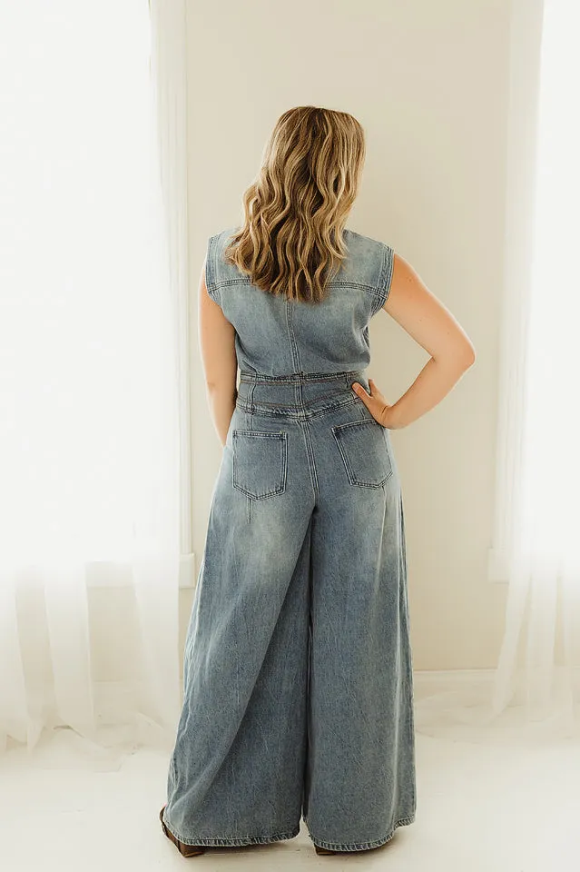 Denim Button Jumpsuit