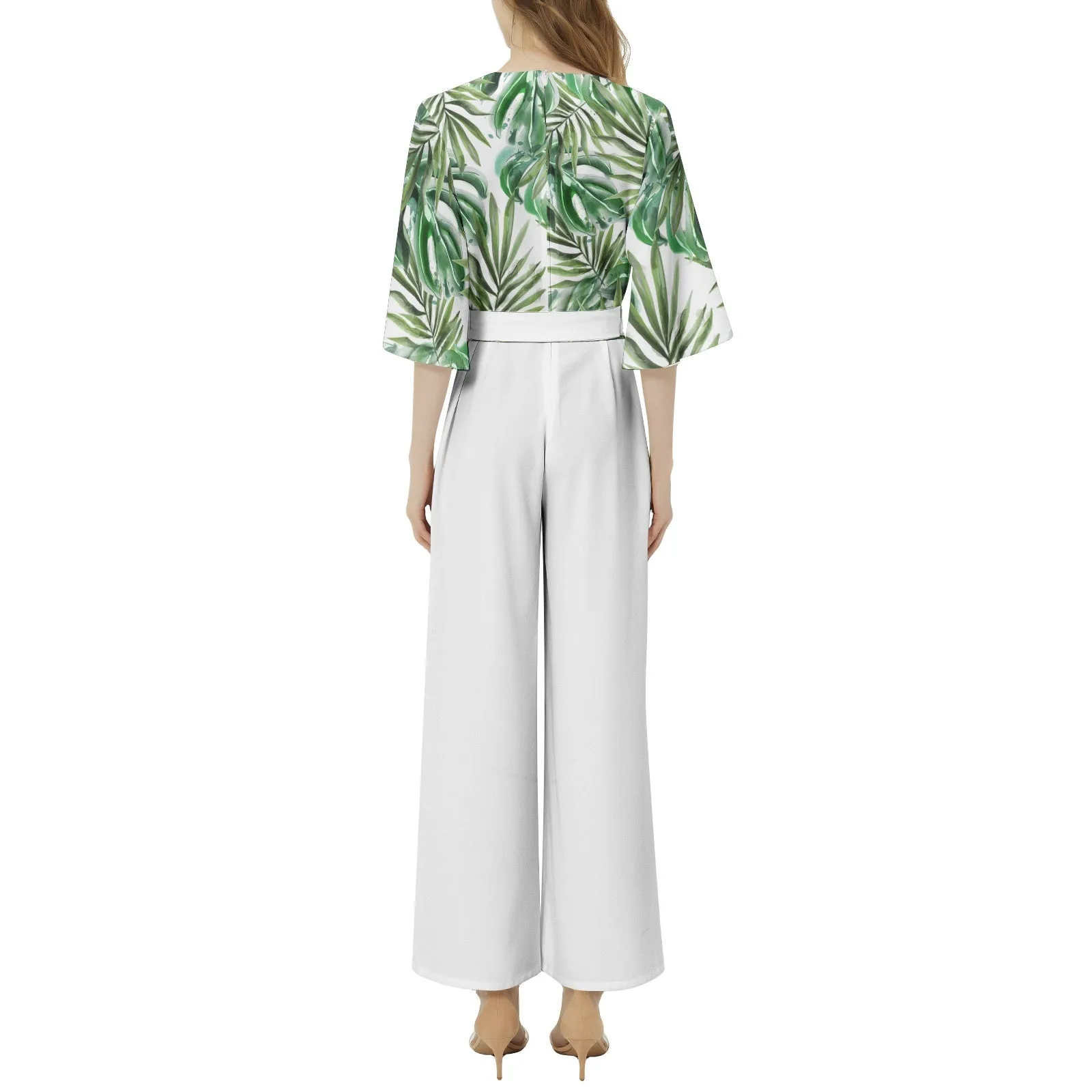 Dolman Sleeve Belted Wide Leg Jumpsuit