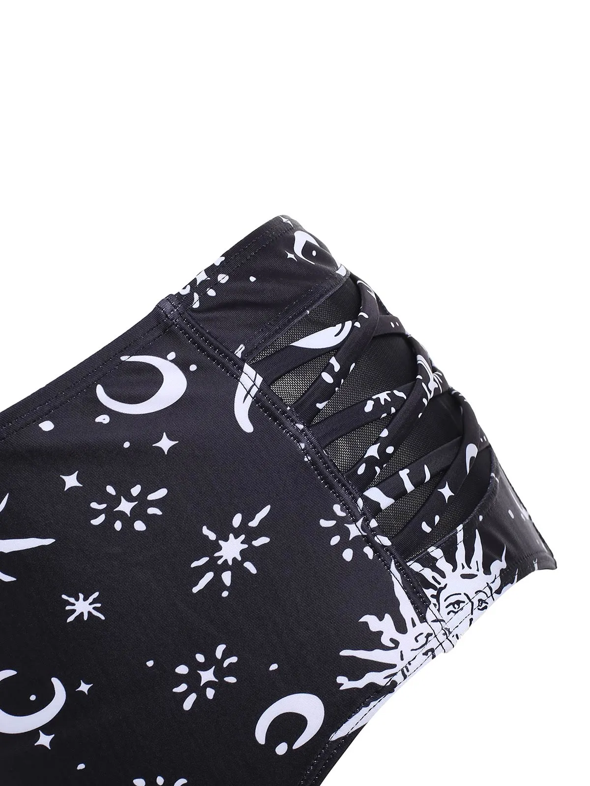 'Eclipse' Sun and Moon Two Piece Swimwear Set. Black & White.