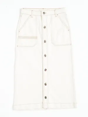 Ecru denim Elodie midi skirt