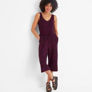 Emmie Womens Jumpsuit - Magenta Star Print