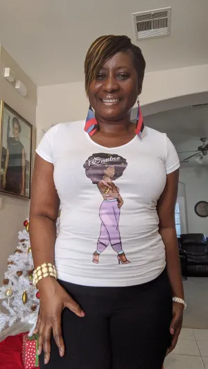 Enubee Black Woman T Shirts- (short sleeve White)
