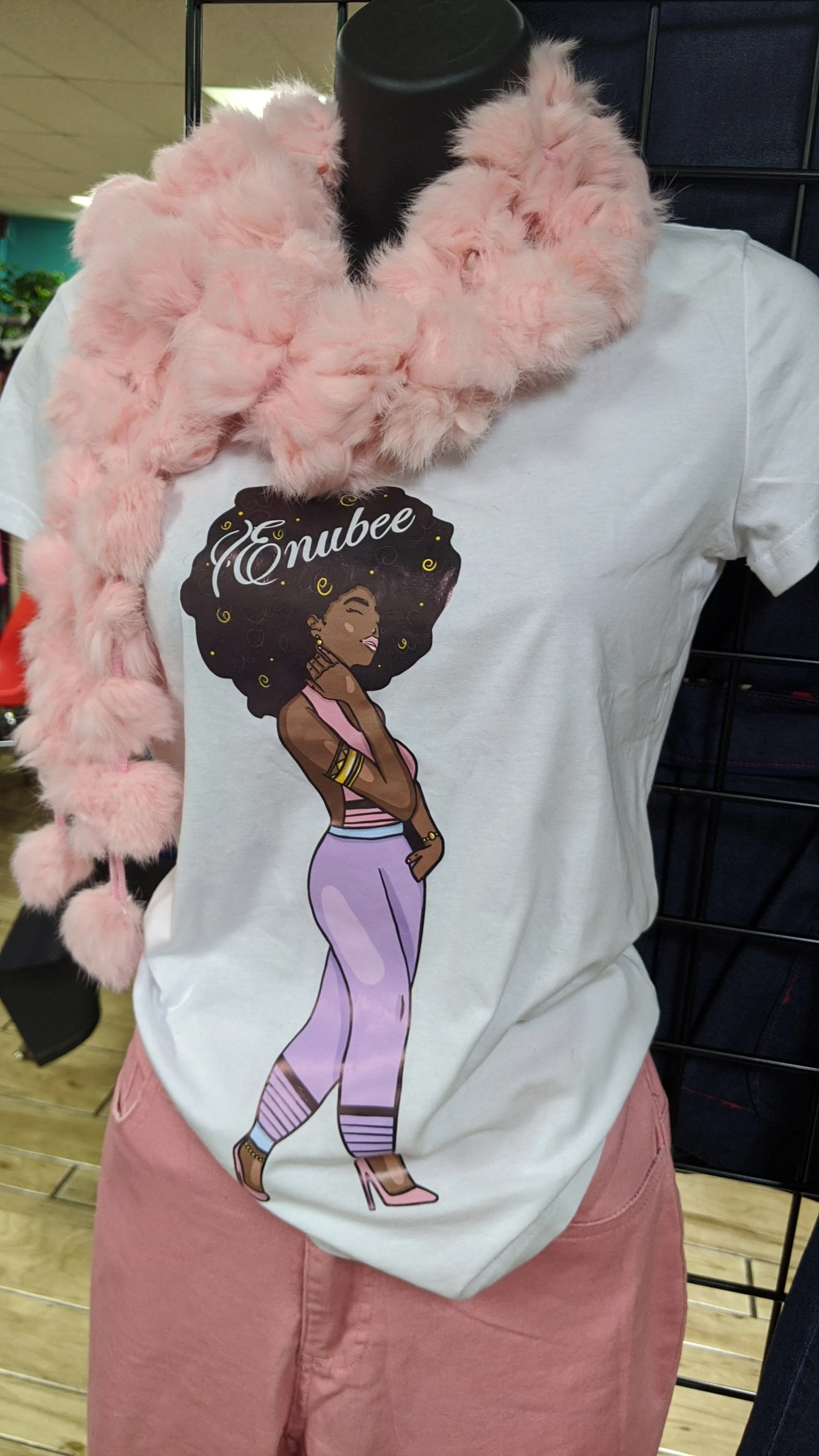 Enubee Black Woman T Shirts- (short sleeve White)