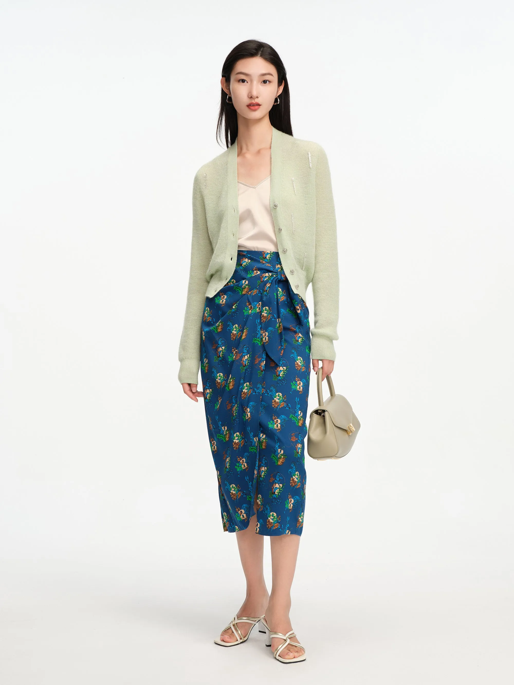 EP YAYING Flora Print Midi Wrap Skirt