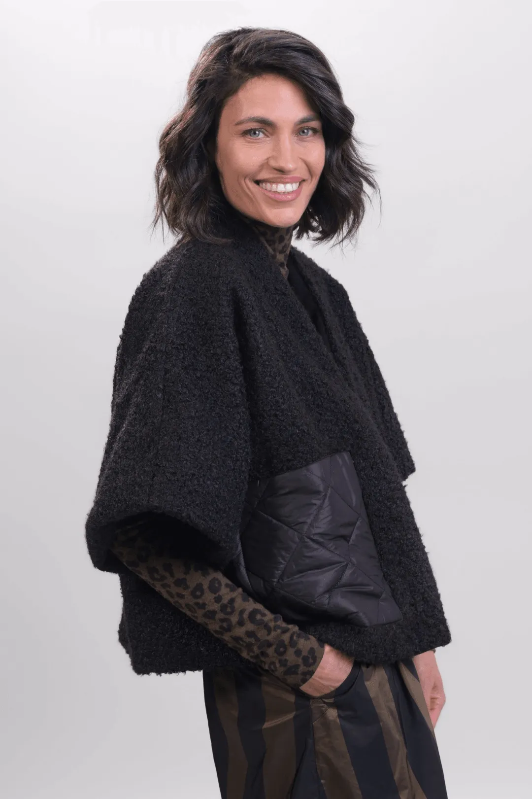 Ether Bouclé Kimono, Black