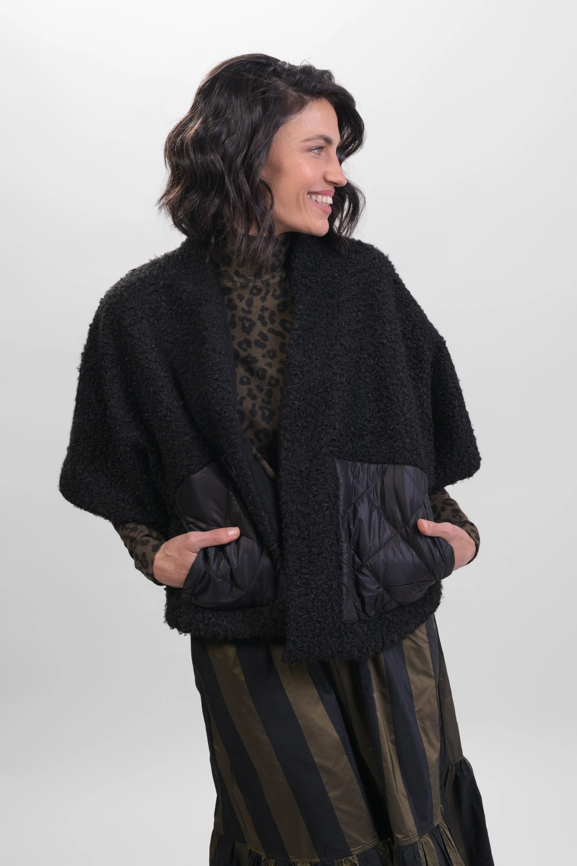 Ether Bouclé Kimono, Black