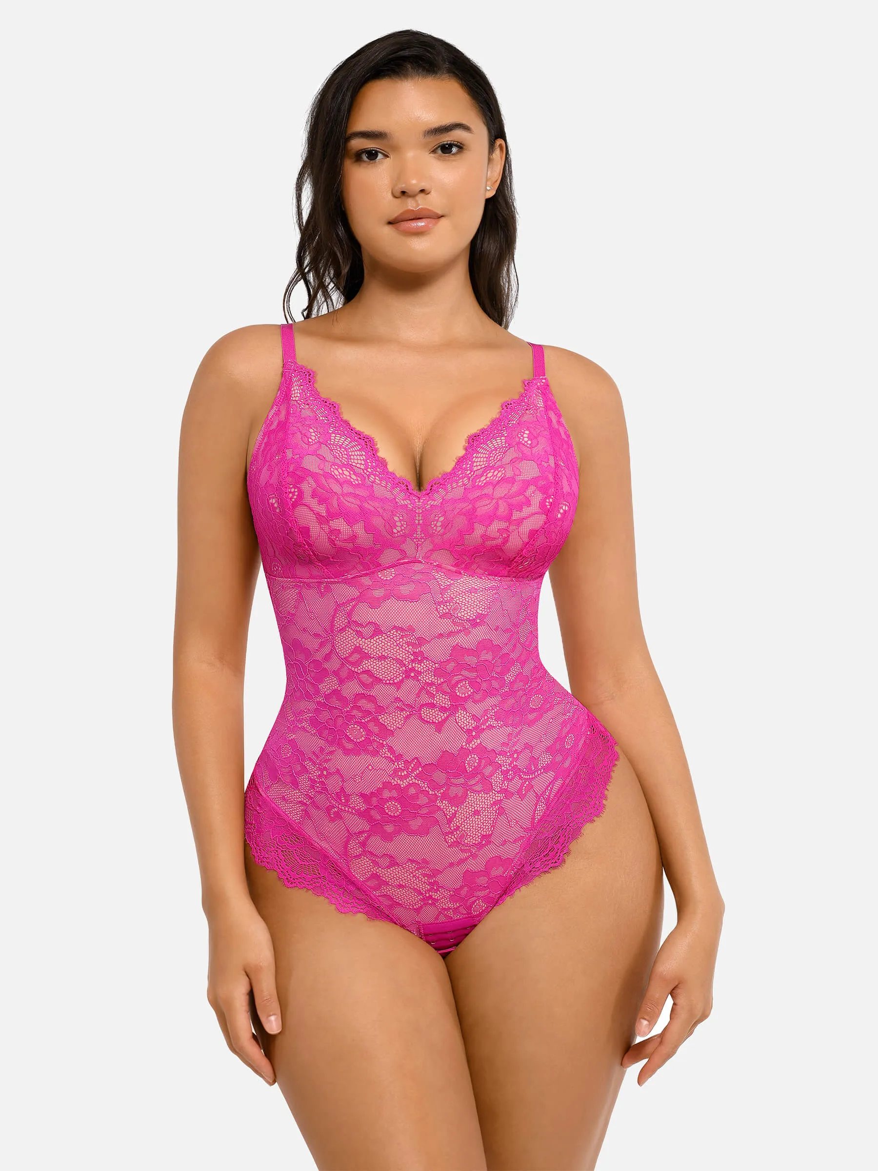 Feelingirl Lace V Neck Full Bodysuit Underwear