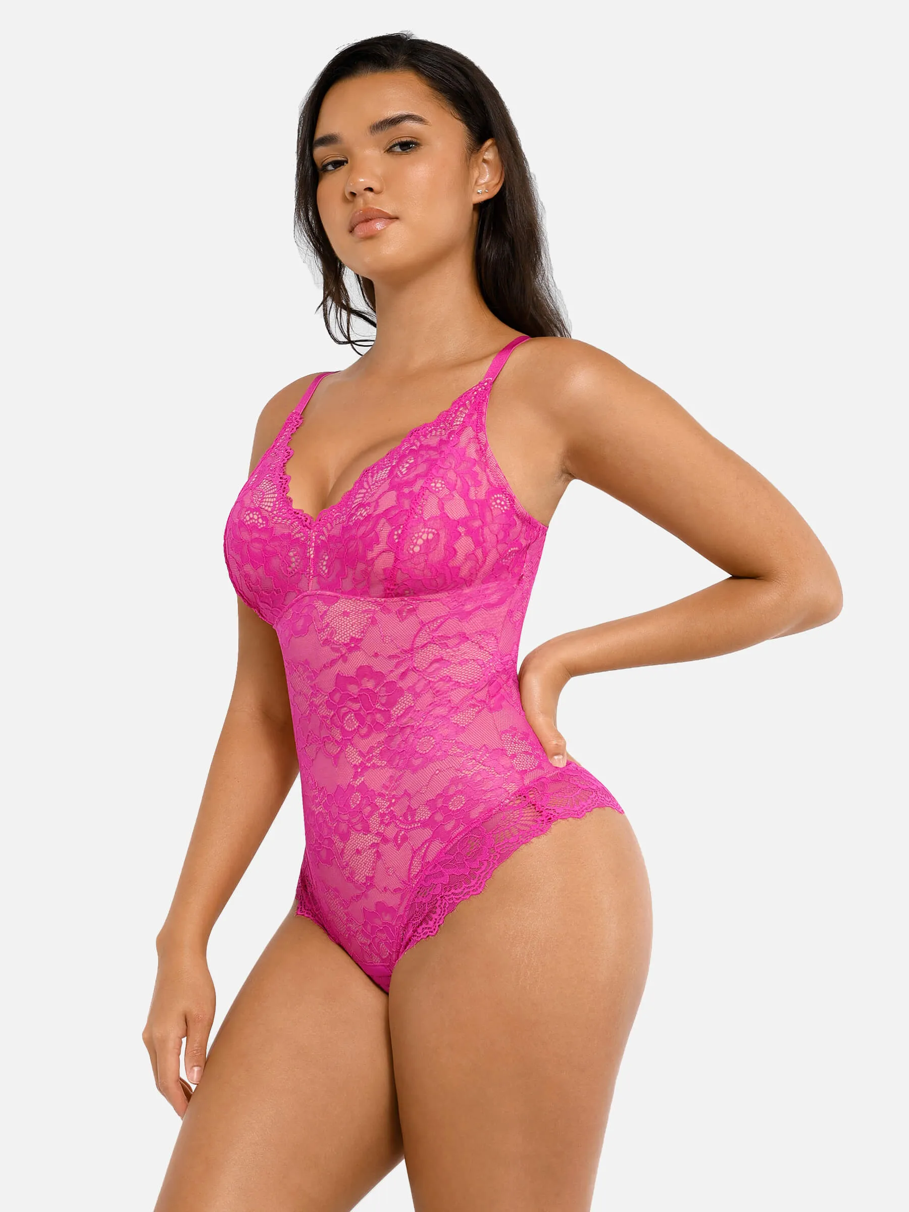 Feelingirl Lace V Neck Full Bodysuit Underwear
