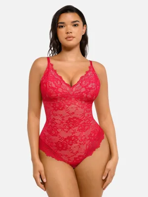 Feelingirl Lace V Neck Full Bodysuit Underwear