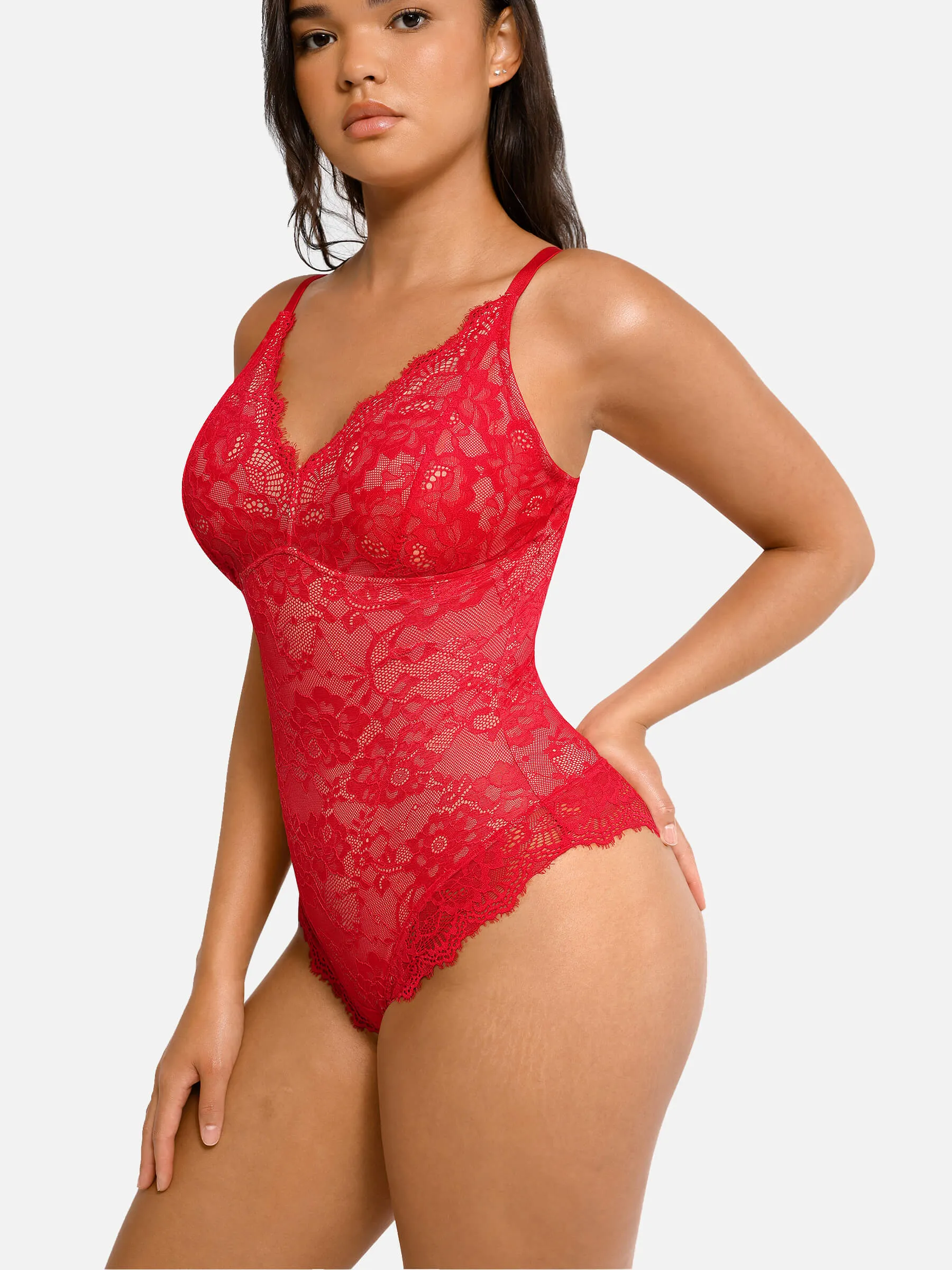 Feelingirl Lace V Neck Full Bodysuit Underwear