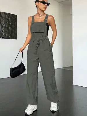 Flap Pocket Drawstring Waist Overall Jumpsuit SS24