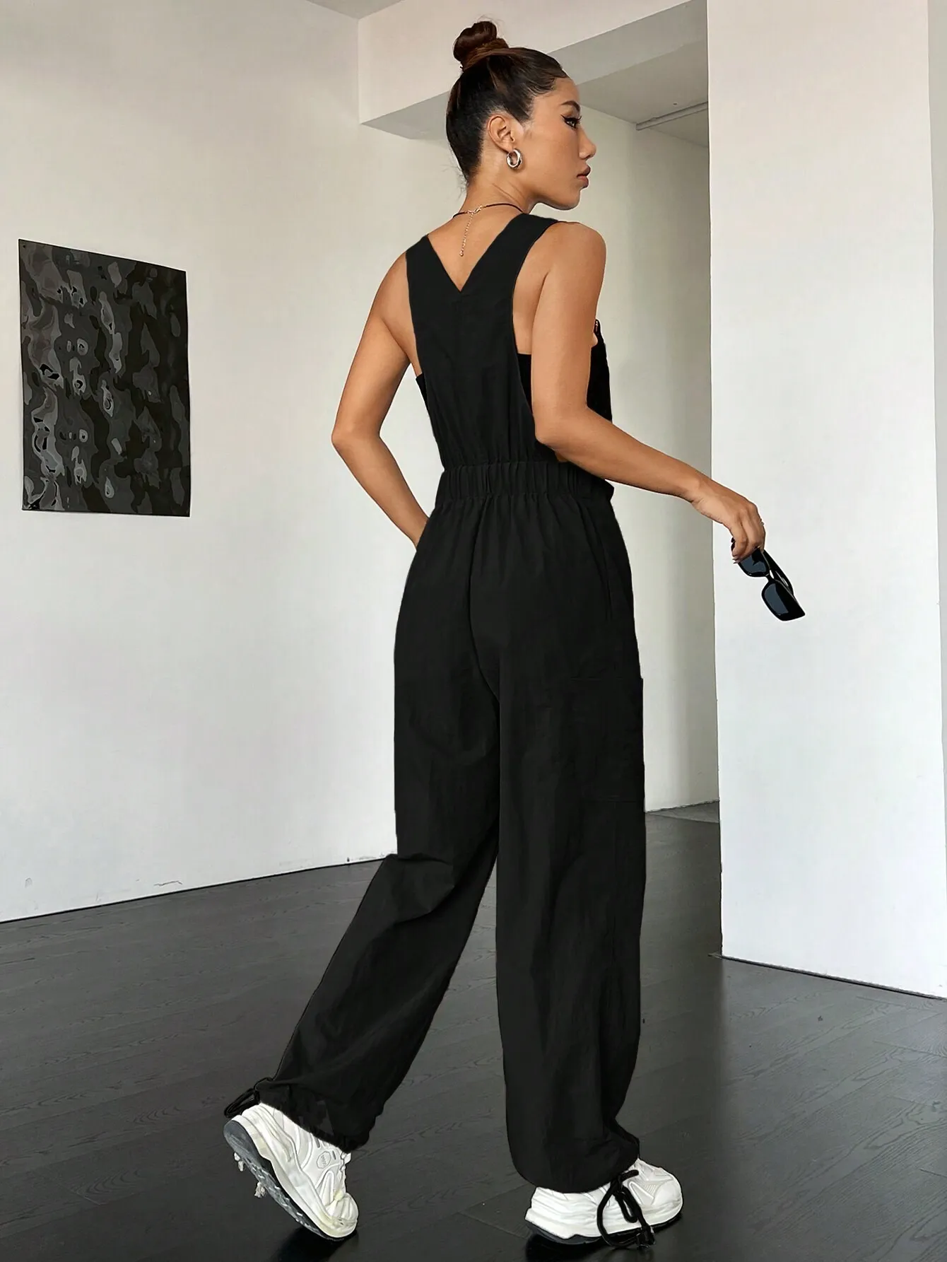 Flap Pocket Drawstring Waist Overall Jumpsuit SS24
