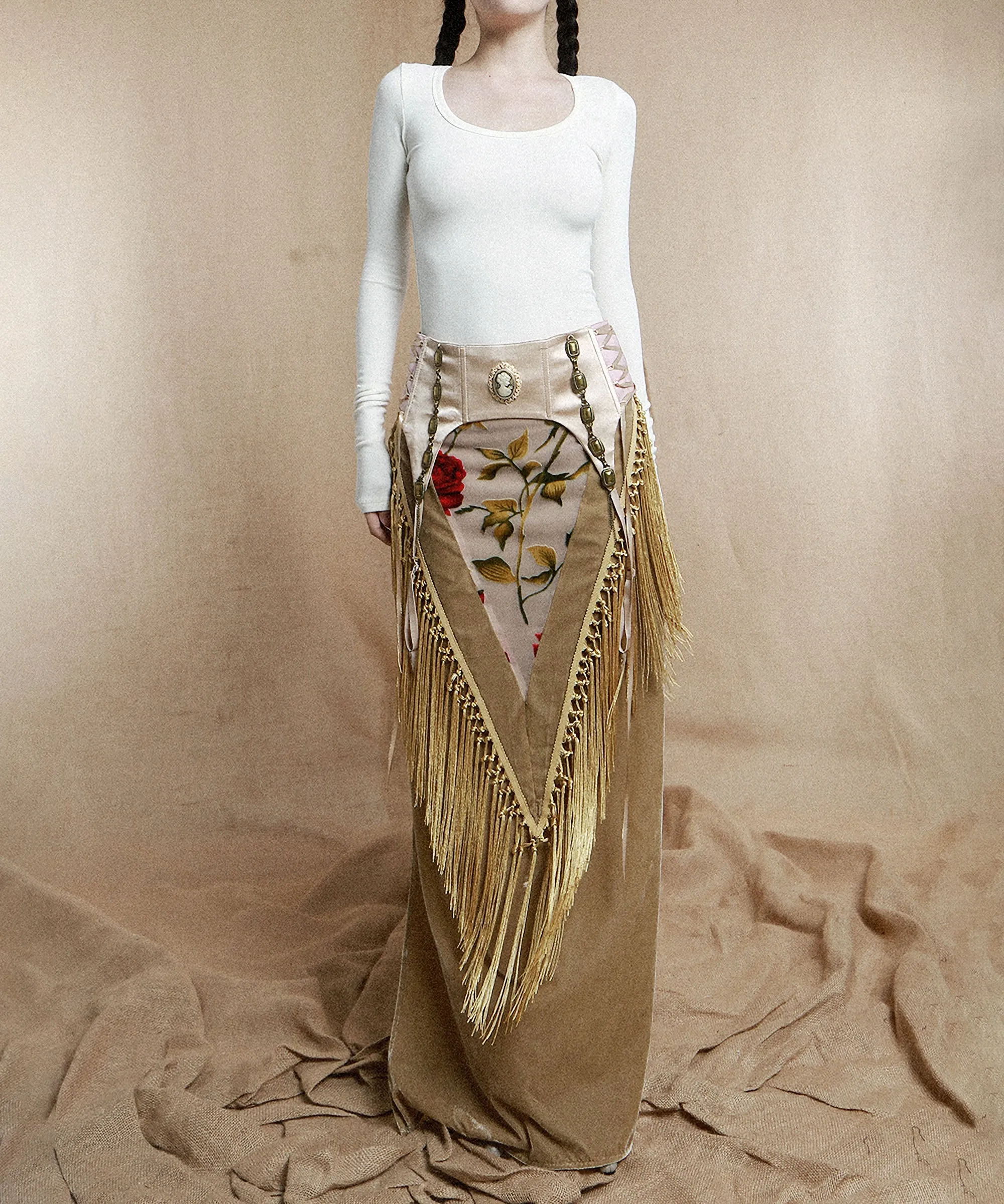 Flower Layered Tassel Skirt