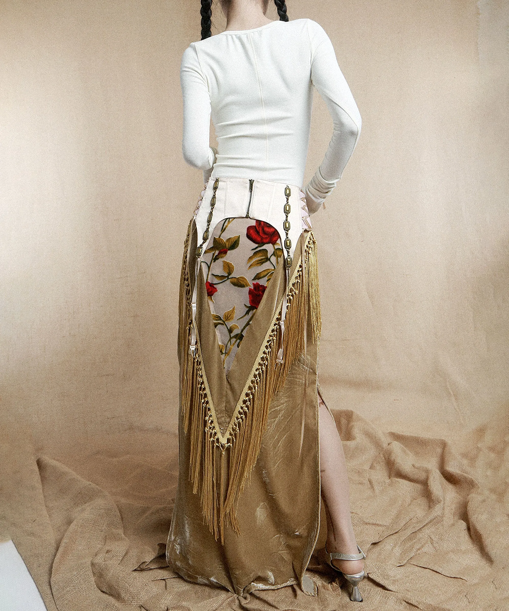 Flower Layered Tassel Skirt