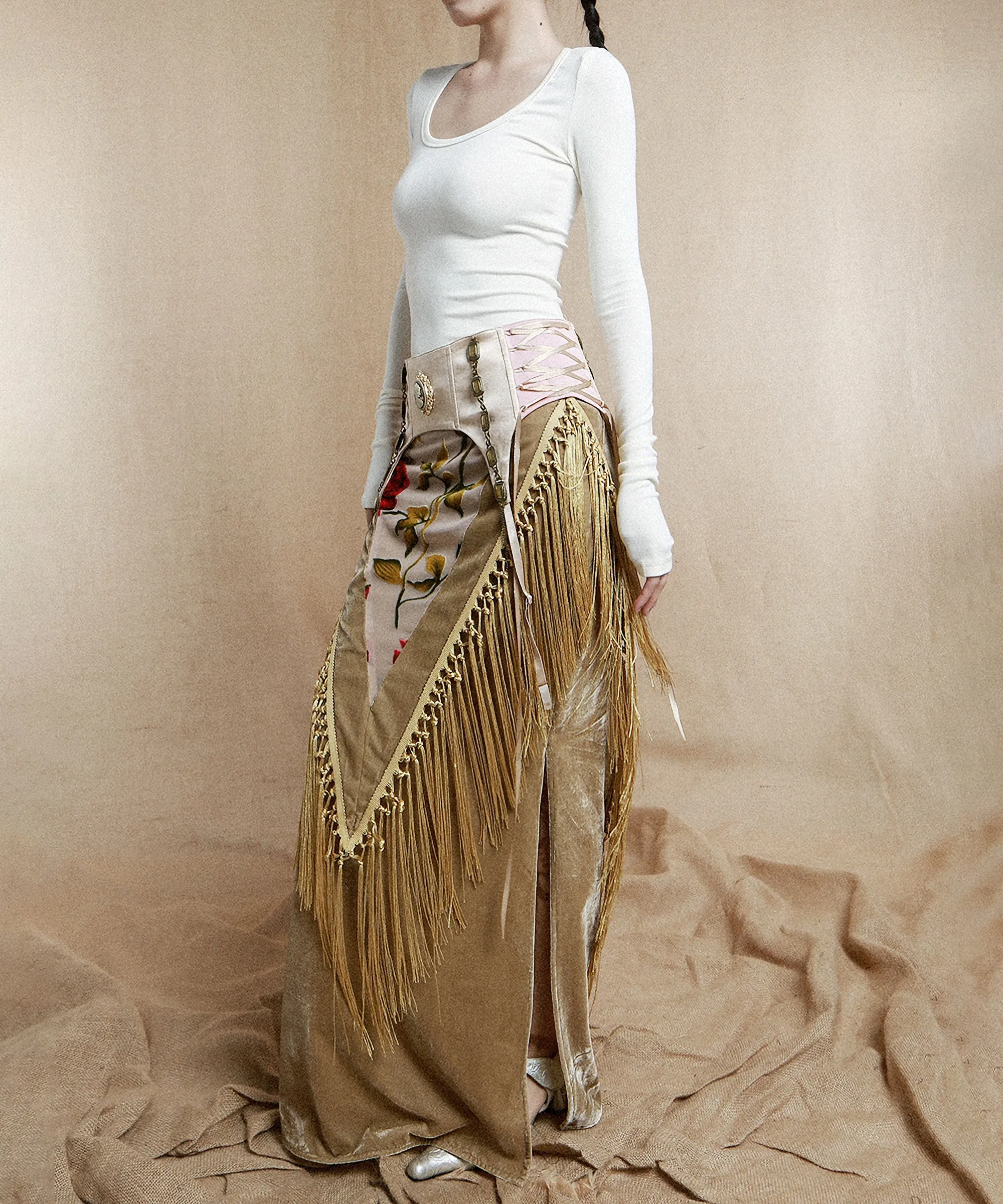 Flower Layered Tassel Skirt