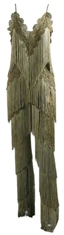 Fringed Halter Jumpsuit in Green