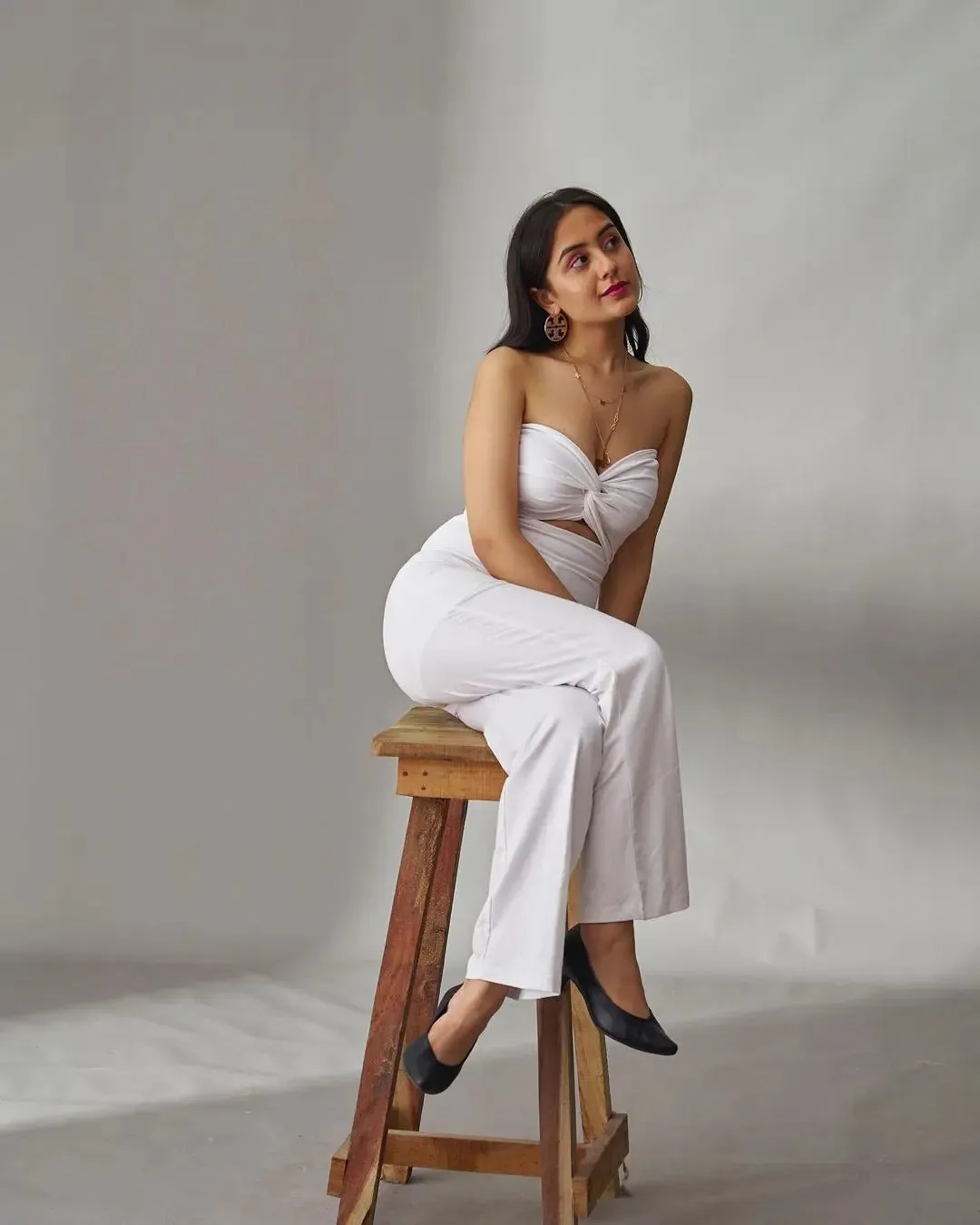 Front Knot Off Shoulder Jumpsuit