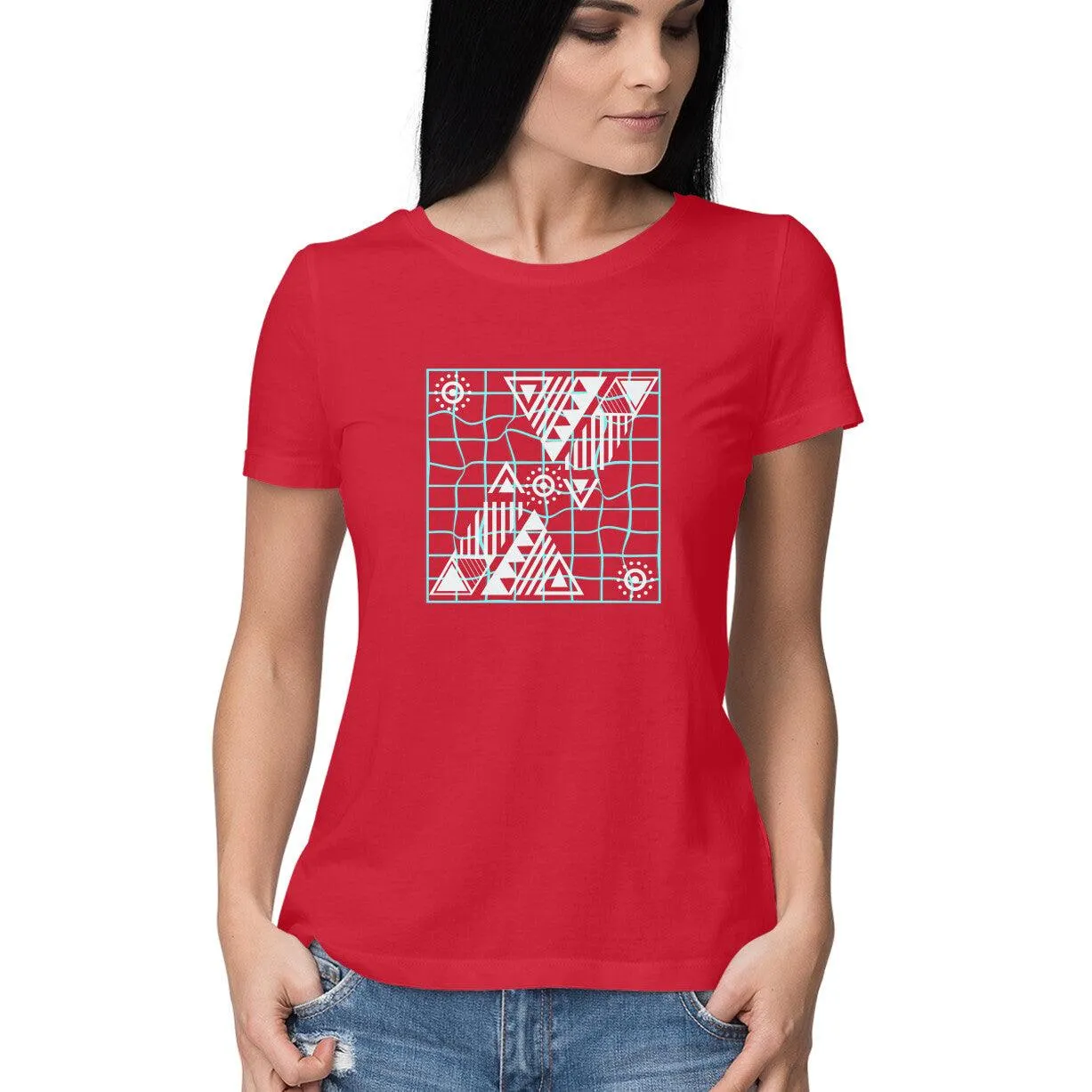 Geometric Design T Shirt for Women D72