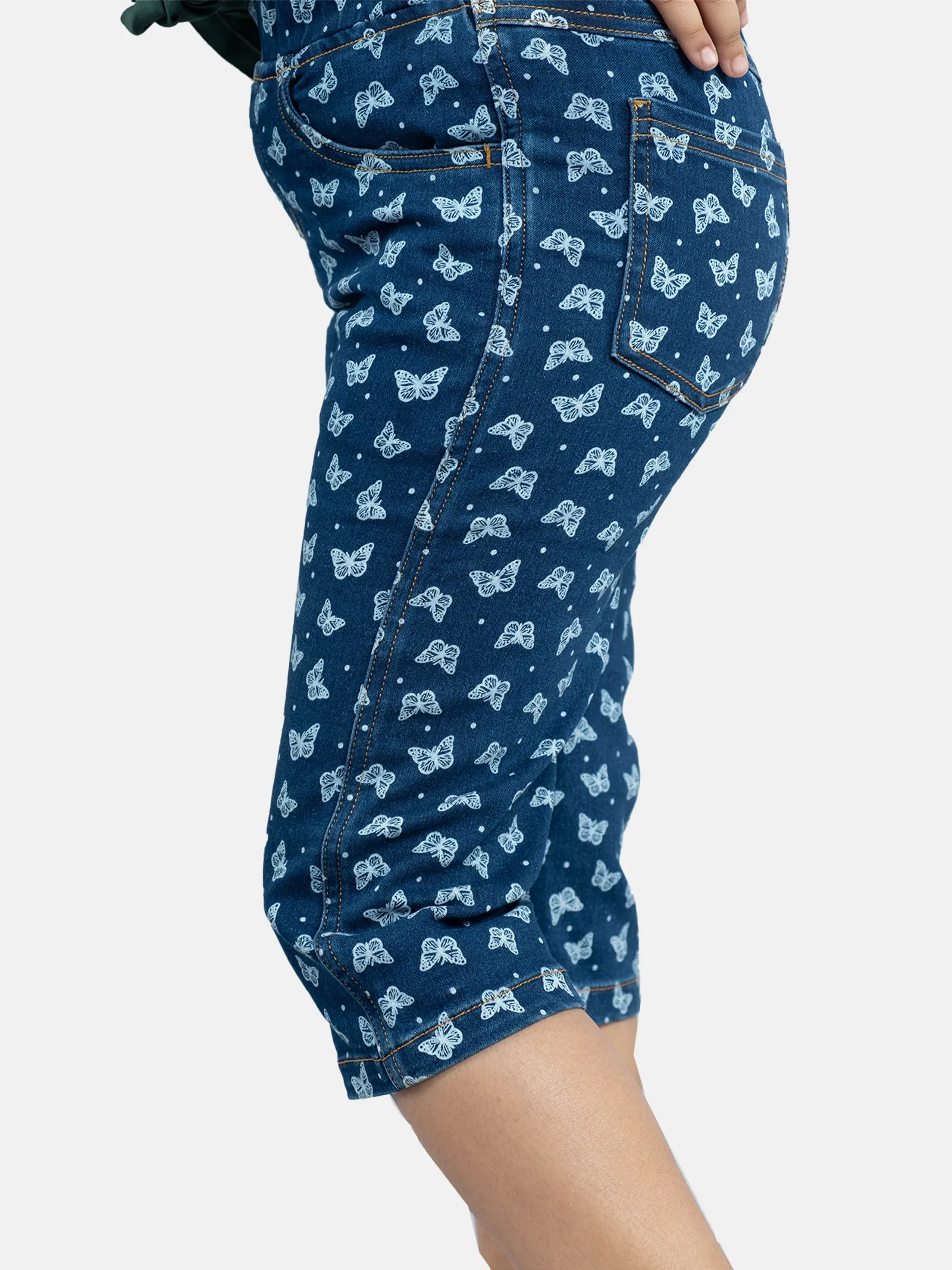 Girls Denim Capri Jeggings