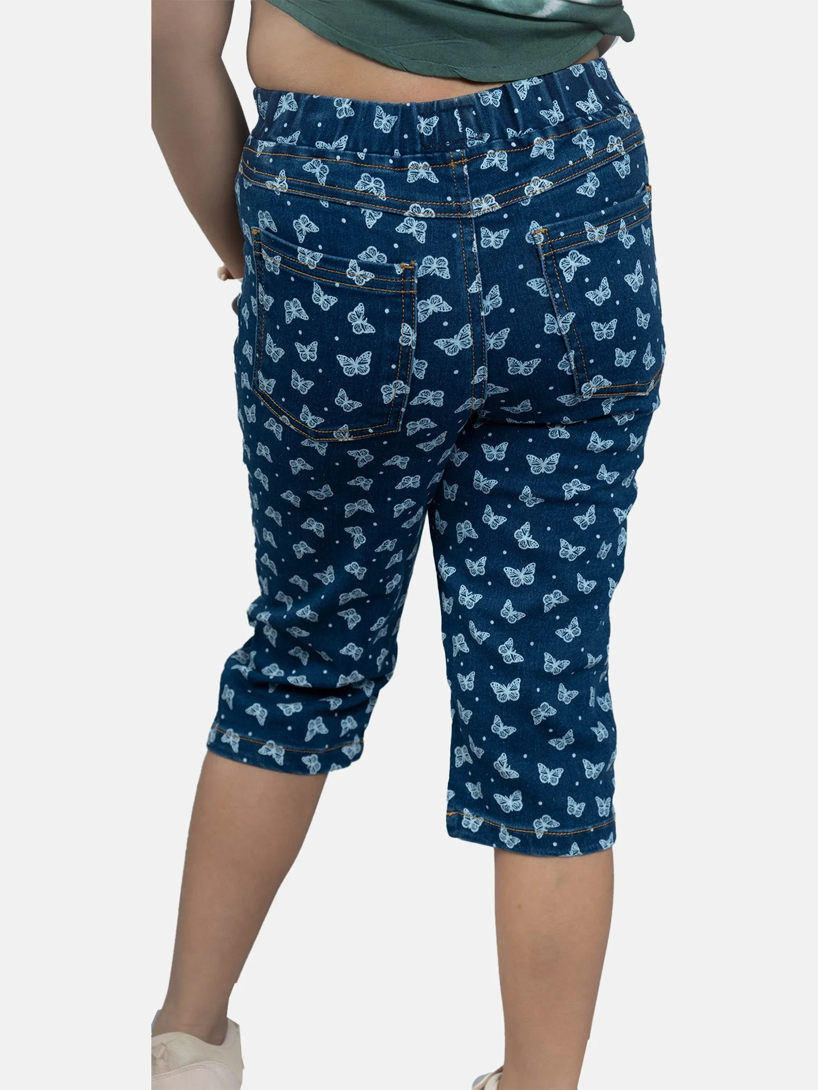 Girls Denim Capri Jeggings