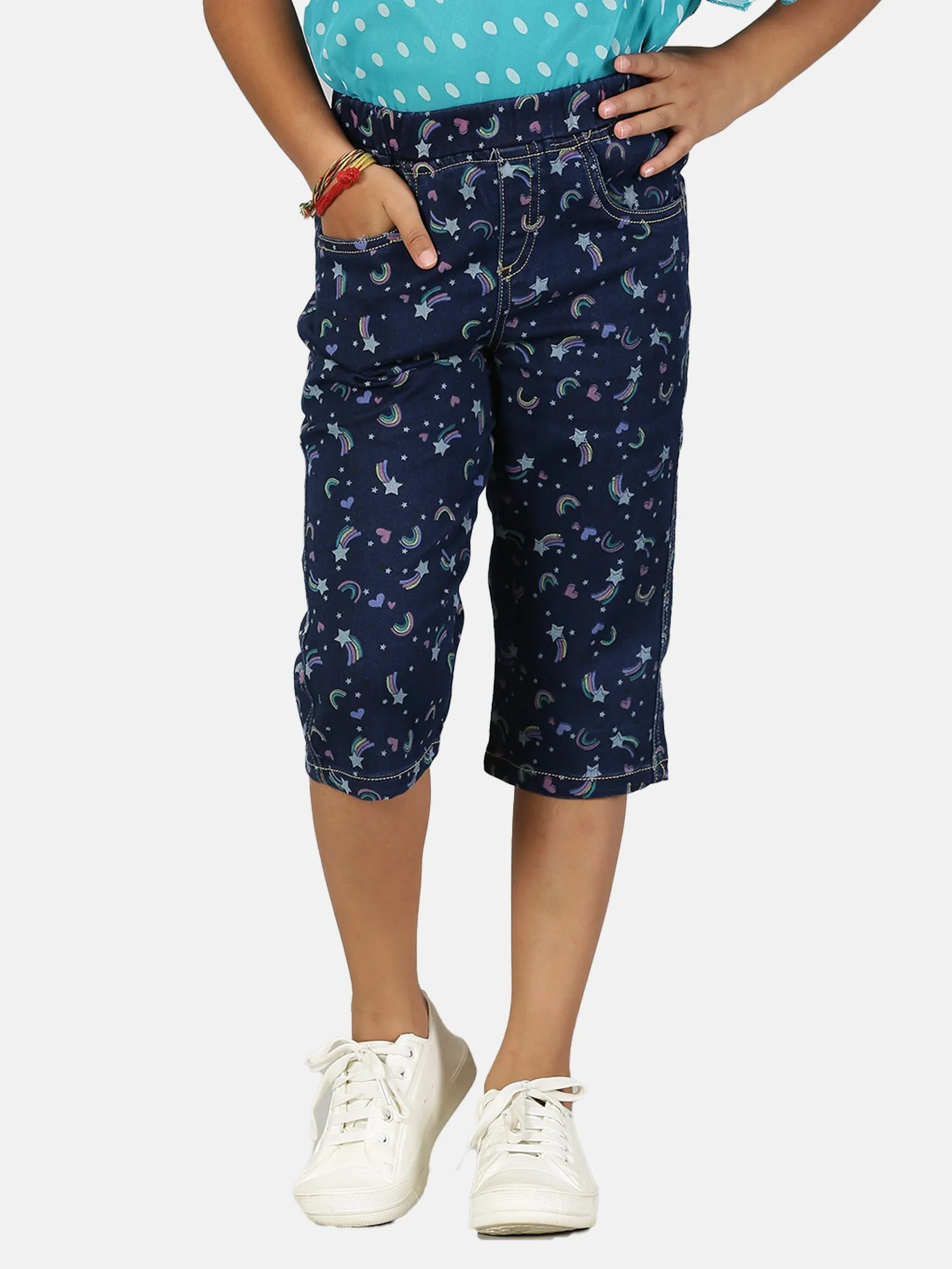 Girls Denim Capri Jeggings