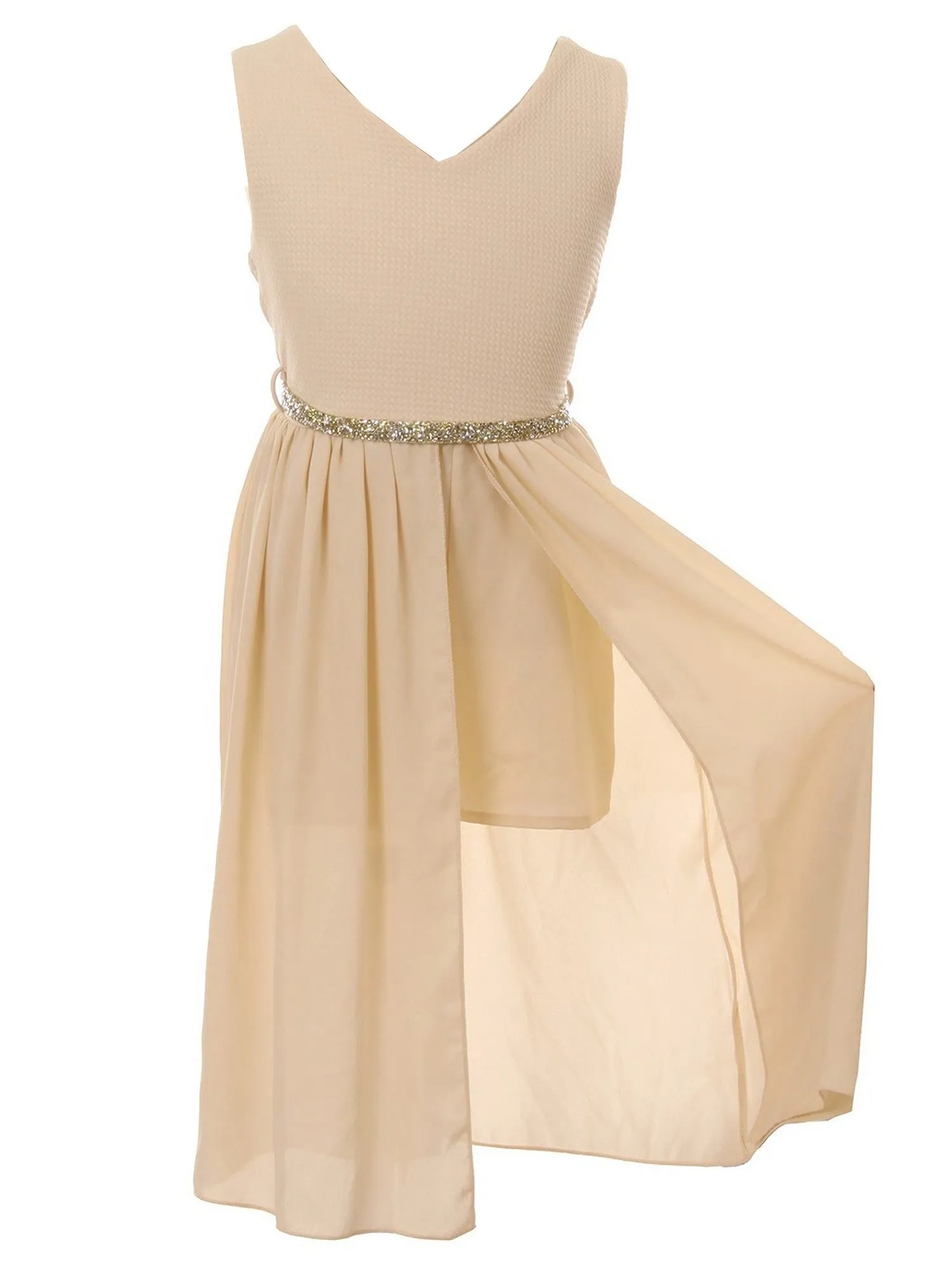 Girls Multi Colors Stone Belt Special Occasion Jumpsuit Dress 4-14