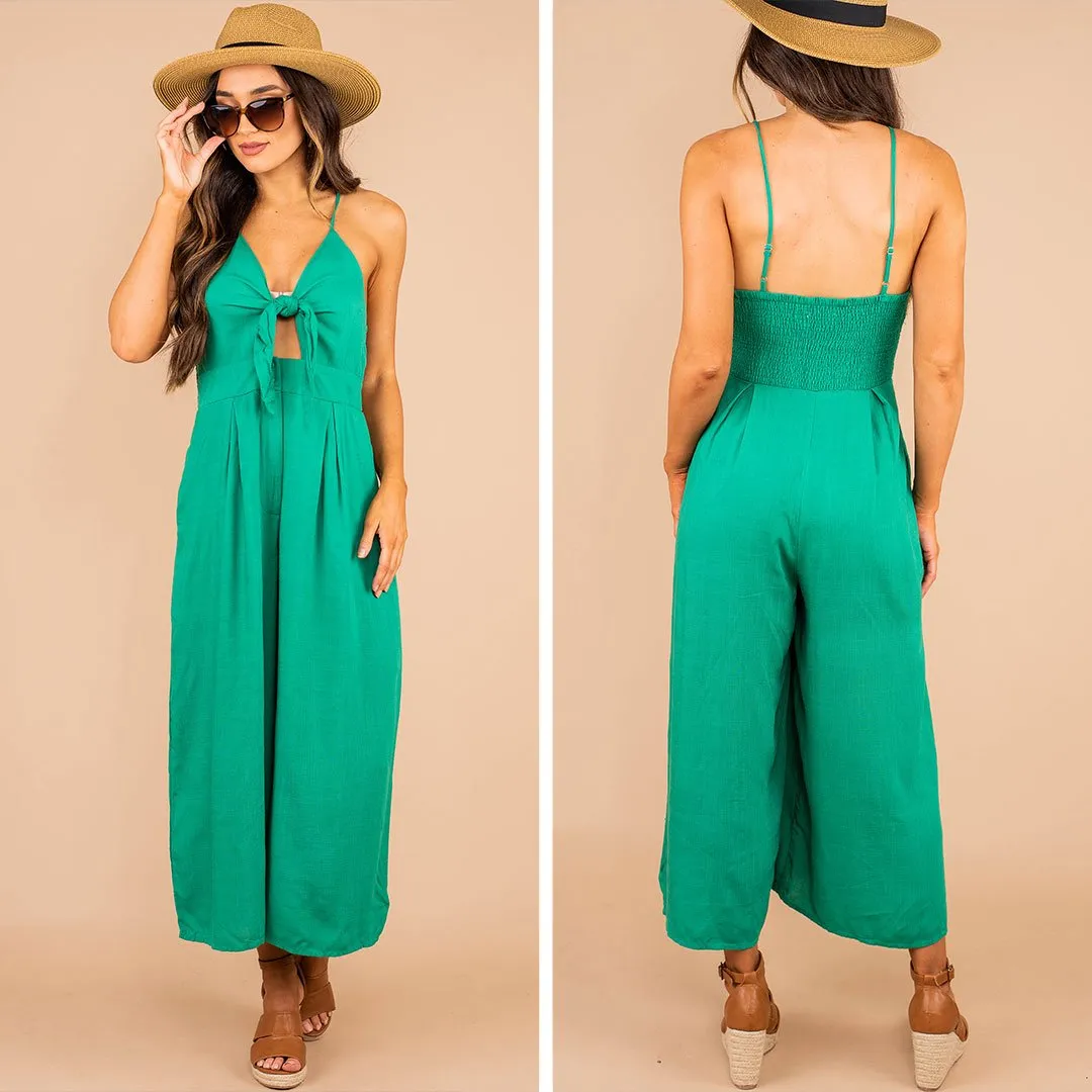 Gotta Keep Moving Green Wide Leg Jumpsuit