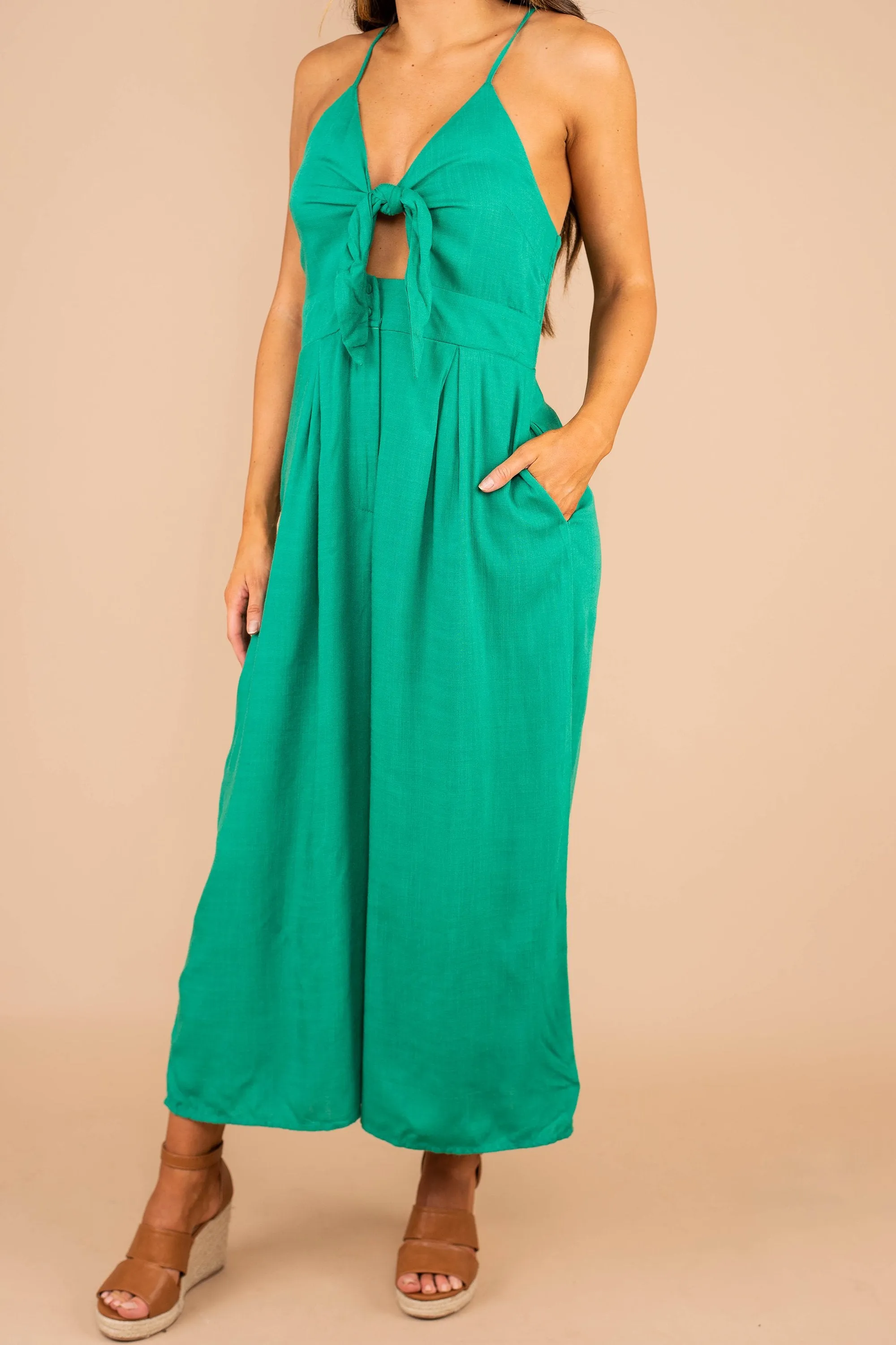 Gotta Keep Moving Green Wide Leg Jumpsuit