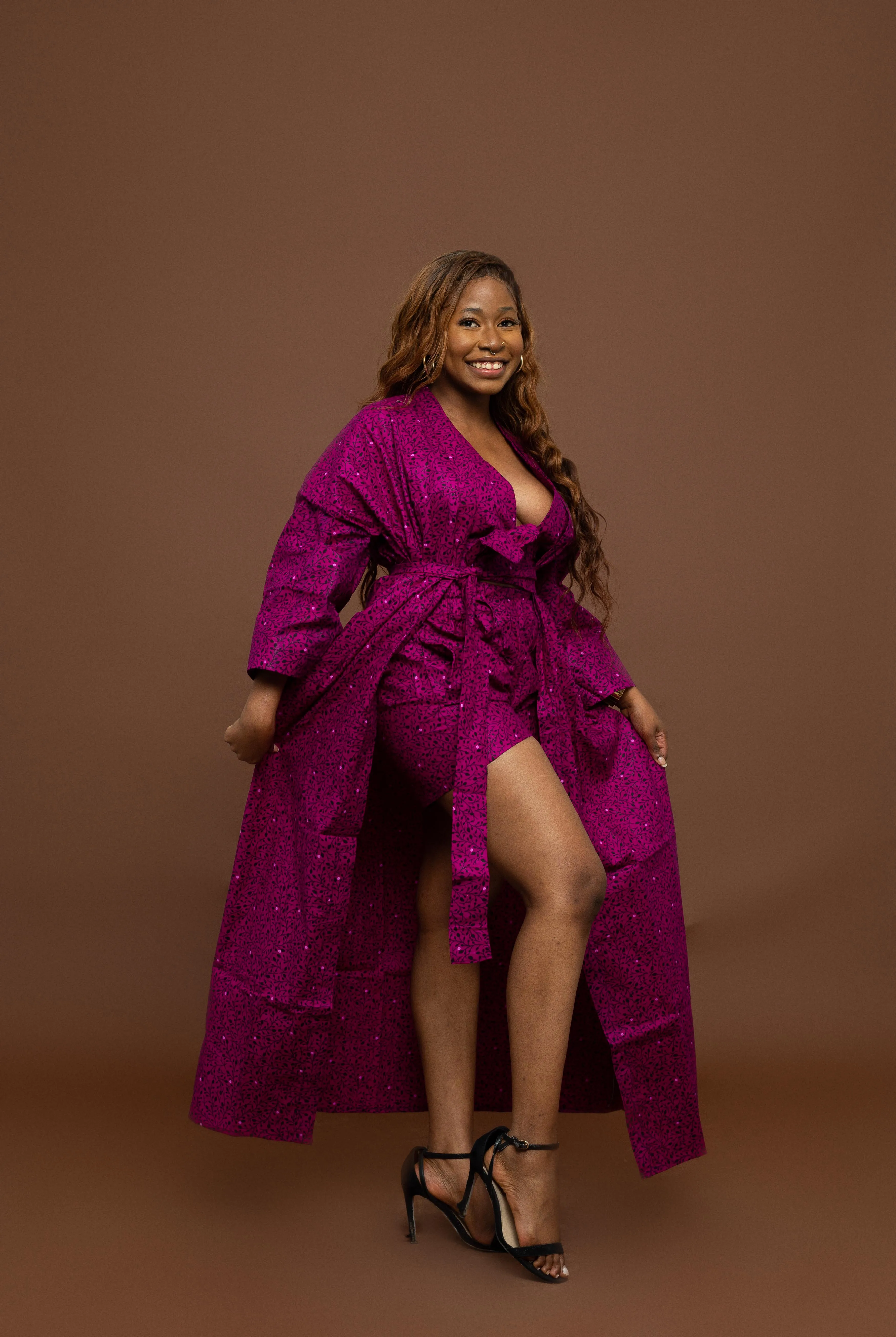 Gracie Ankara Kimono Jacket | Fuchsia Pink African Print