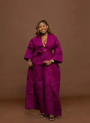 Gracie Ankara Kimono Jacket | Fuchsia Pink African Print