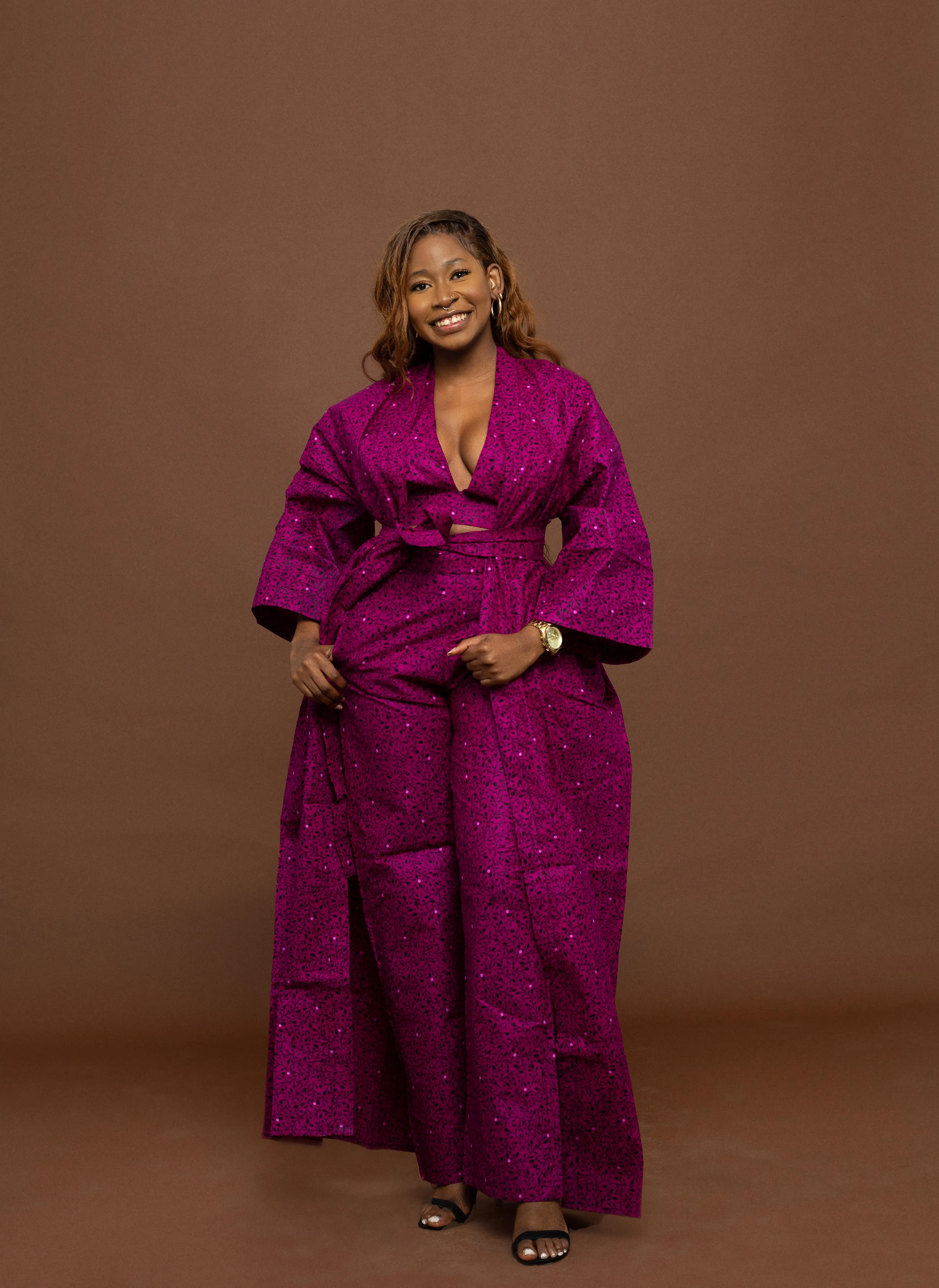 Gracie Ankara Kimono Jacket | Fuchsia Pink African Print