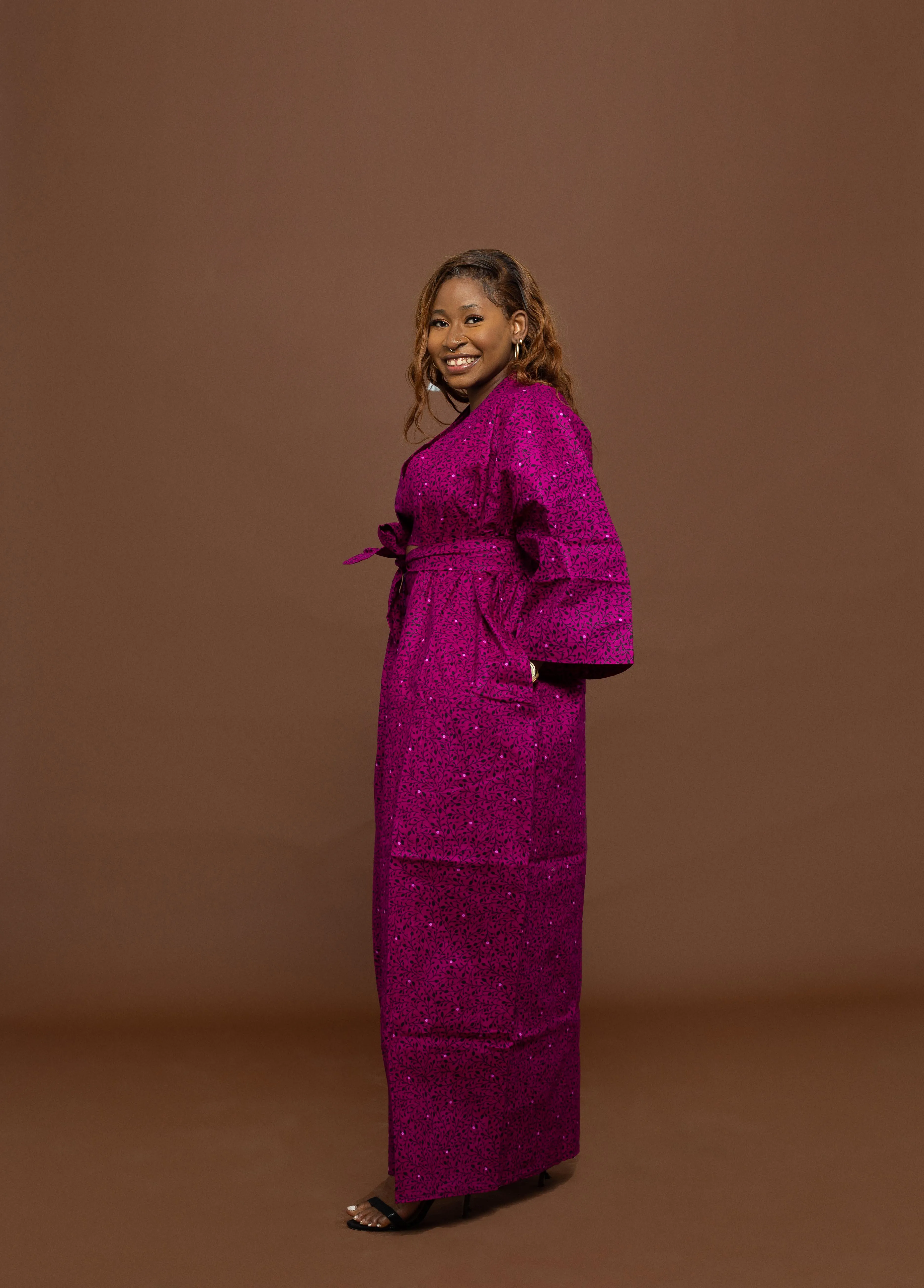 Gracie Ankara Kimono Jacket | Fuchsia Pink African Print