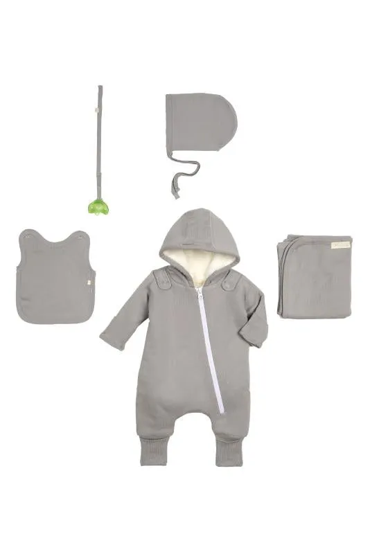 Gray Smart Cuddly Jumpsuit   Bib