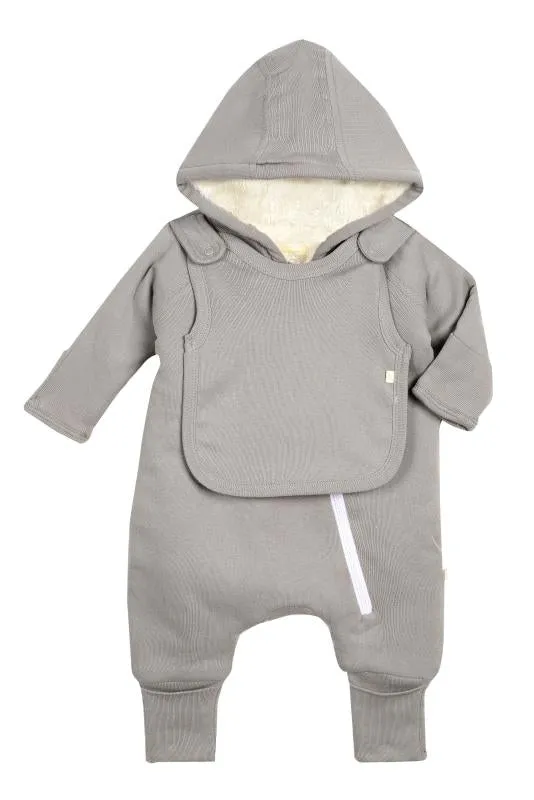 Gray Smart Cuddly Jumpsuit   Bib
