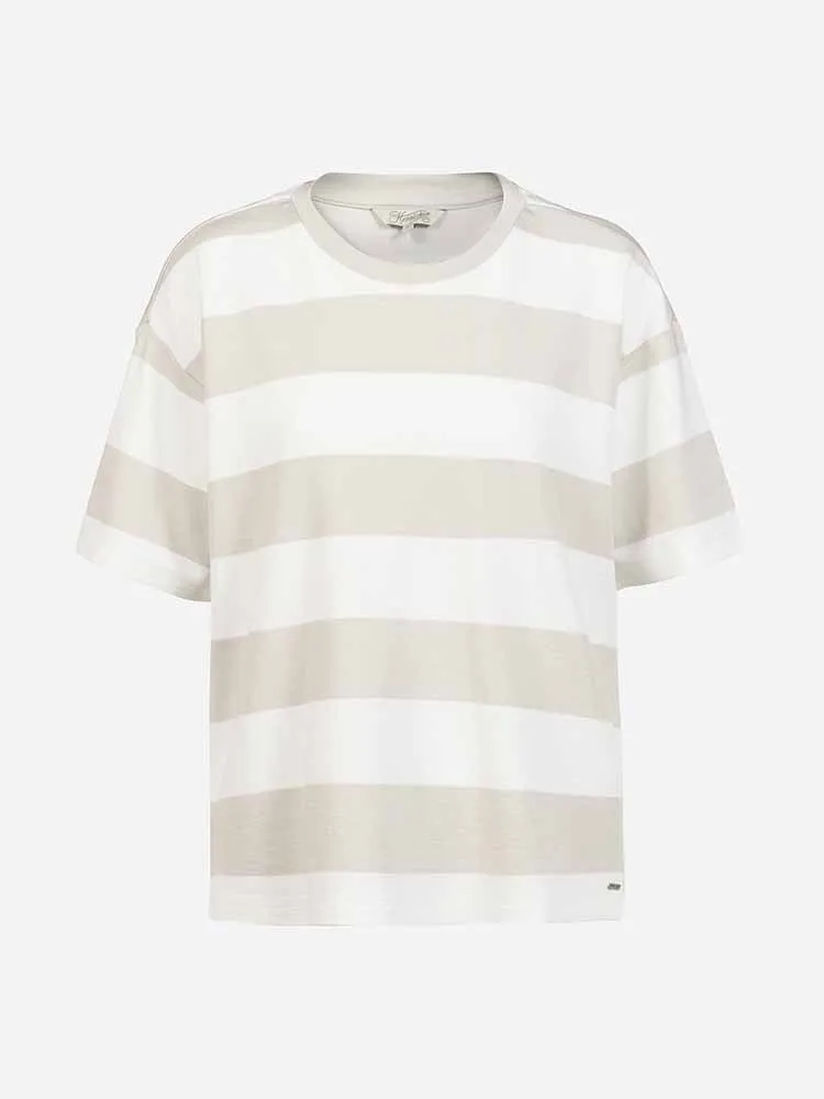 H Beige & White Striped T-Shirt