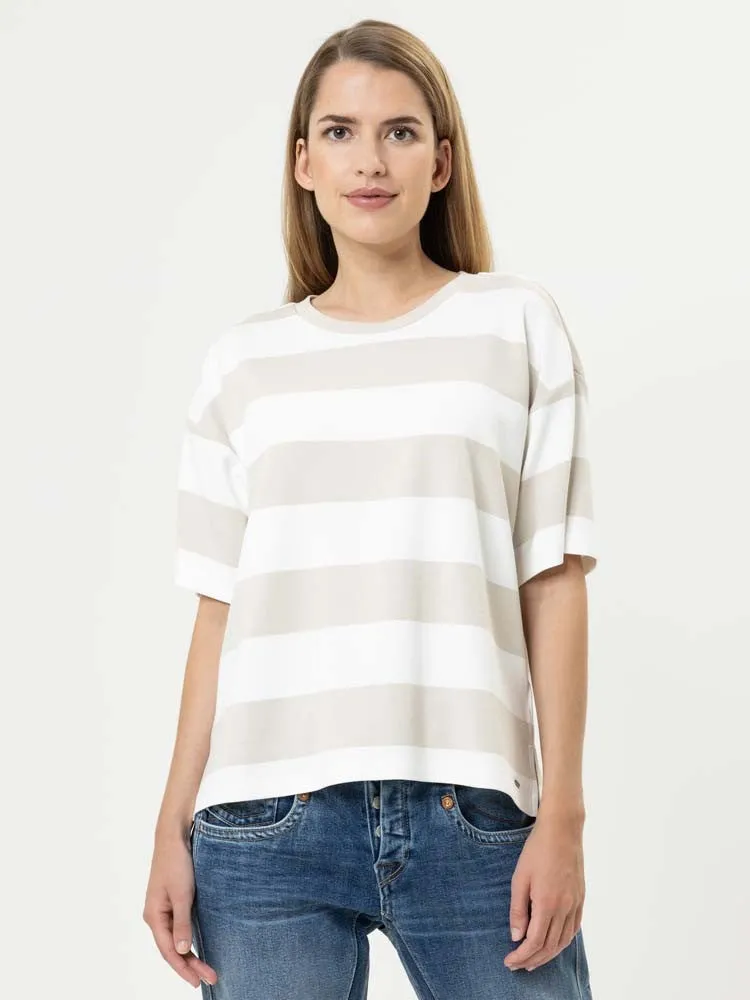 H Beige & White Striped T-Shirt