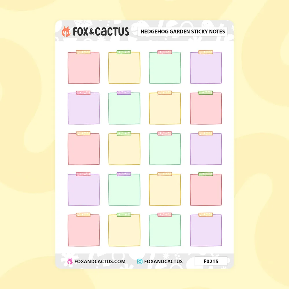 Hedgehog Garden Sticky Note Stickers