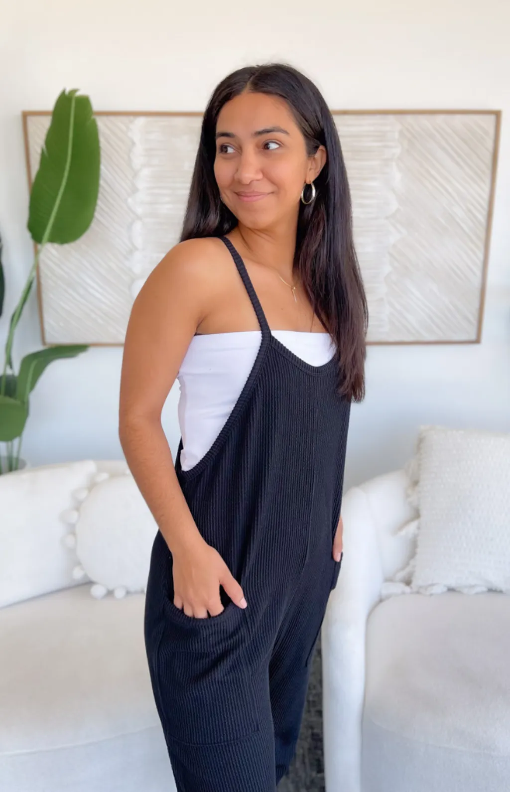 Holland Ribbed Black Jumpsuit