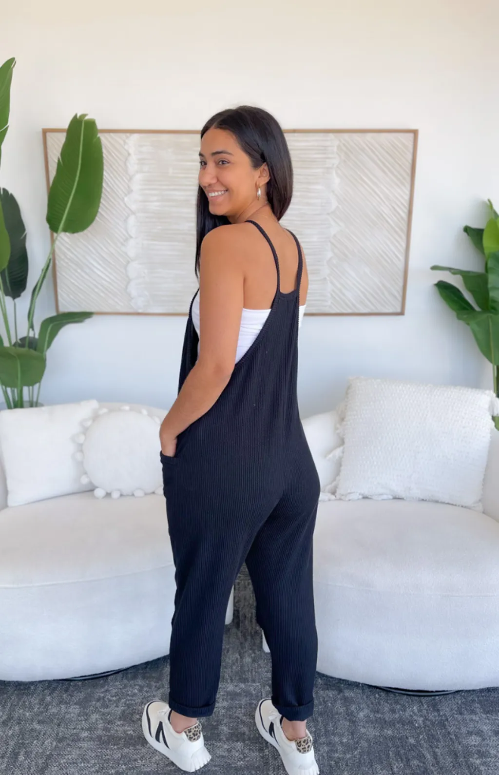 Holland Ribbed Black Jumpsuit