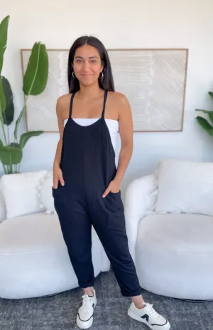Holland Ribbed Black Jumpsuit