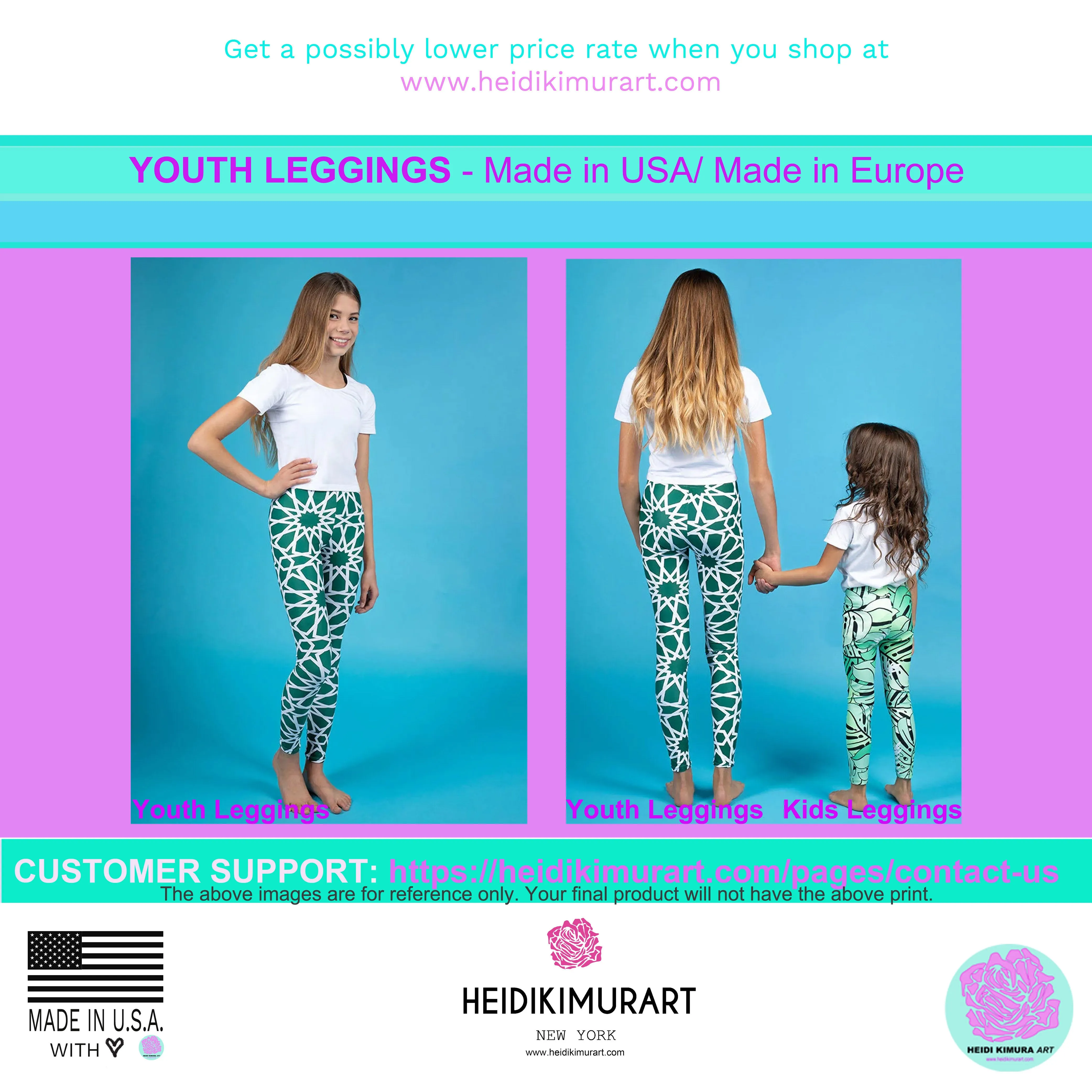 Hot Pink Leopard Youth Leggings, Animal Print Tights Compression Pants- Made in USA/EU
