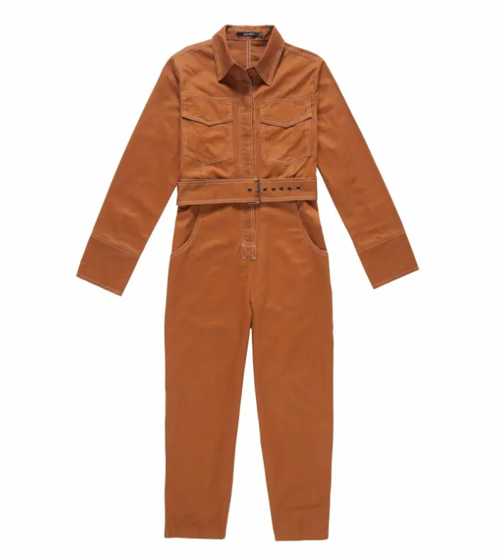 Hot Sale New Design Women's Jumpsuit Twill Denim Vintage Contrast Stitching High Street One Piece Tights