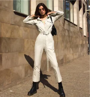 Hot Sale New Design Women's Jumpsuit Twill Denim Vintage Contrast Stitching High Street One Piece Tights