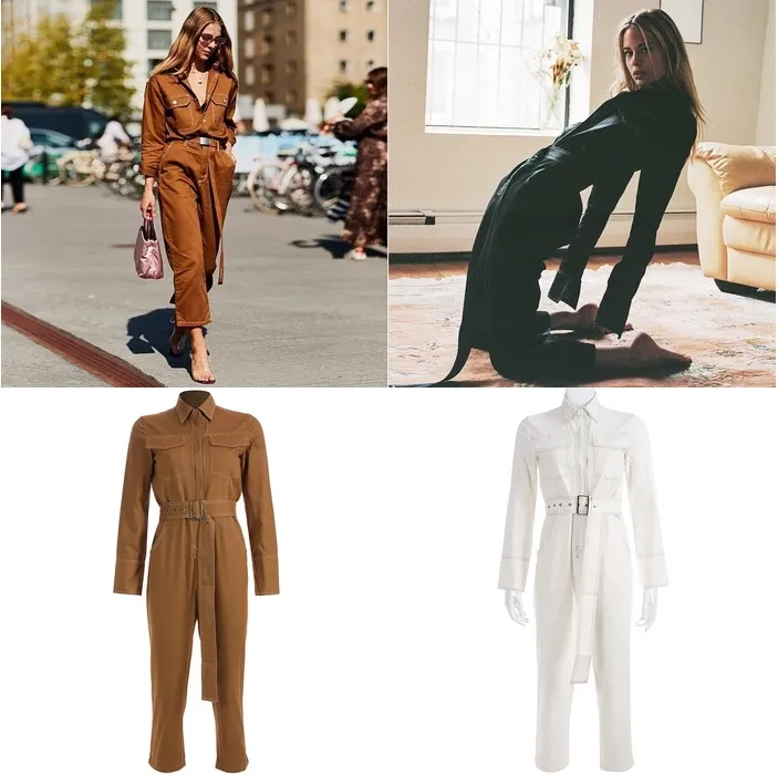 Hot Sale New Design Women's Jumpsuit Twill Denim Vintage Contrast Stitching High Street One Piece Tights