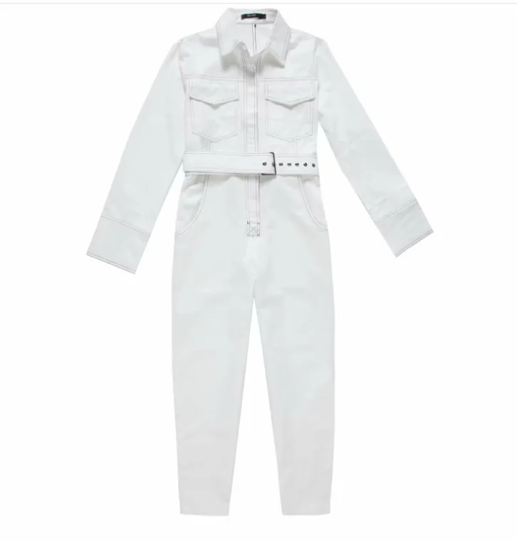Hot Sale New Design Women's Jumpsuit Twill Denim Vintage Contrast Stitching High Street One Piece Tights