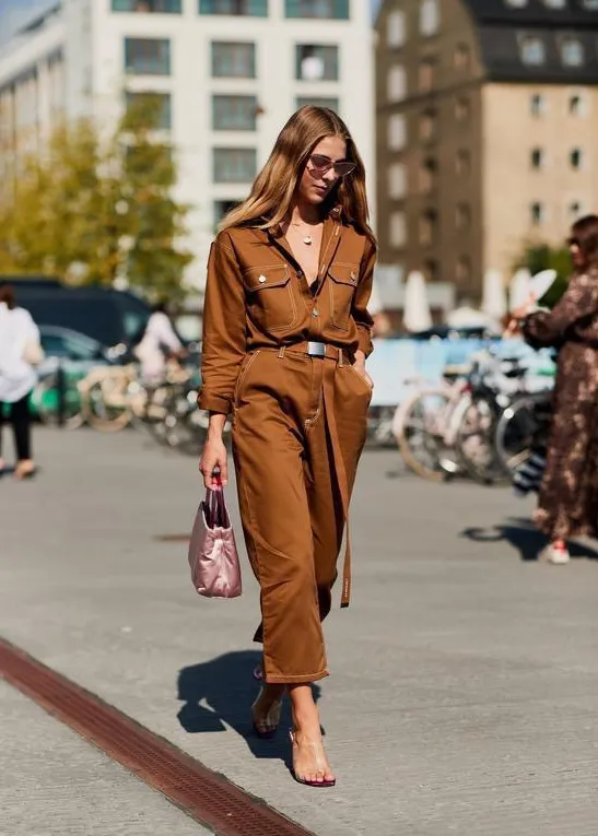 Hot Sale New Design Women's Jumpsuit Twill Denim Vintage Contrast Stitching High Street One Piece Tights