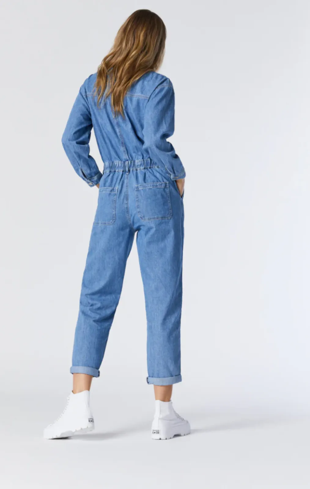 IDA LIGHT BLUE DENIM LONG SLEEVE JUMPSUIT