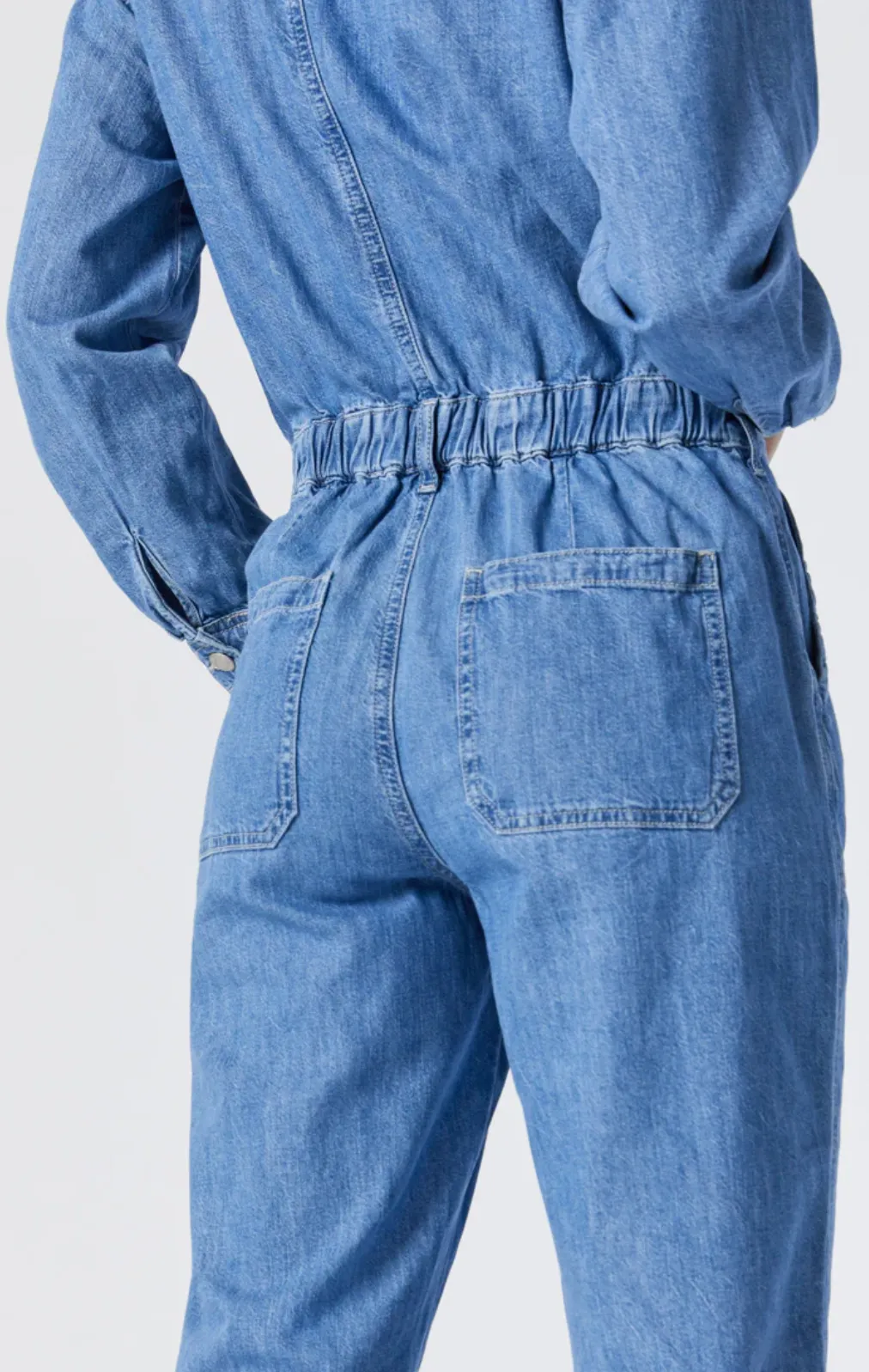 IDA LIGHT BLUE DENIM LONG SLEEVE JUMPSUIT