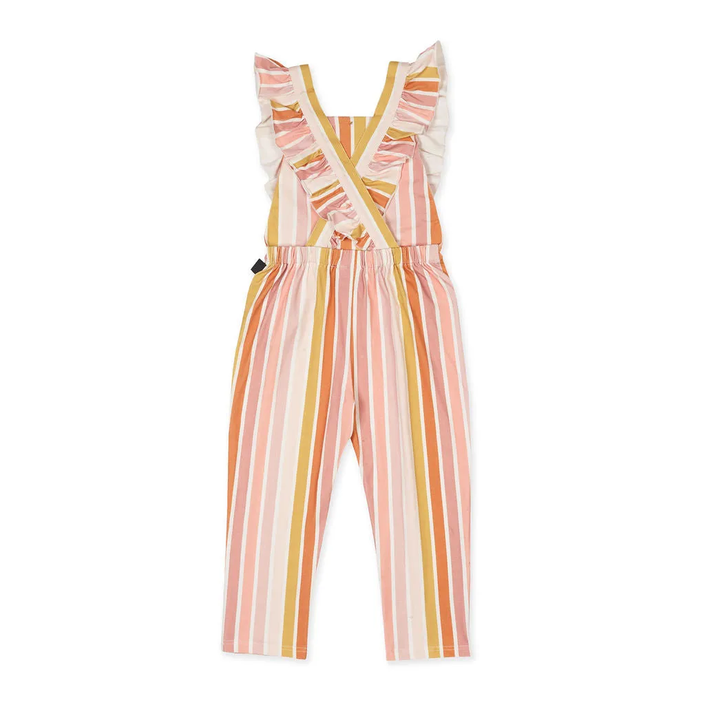 Kapow Beach Stripe Frill Dungarees